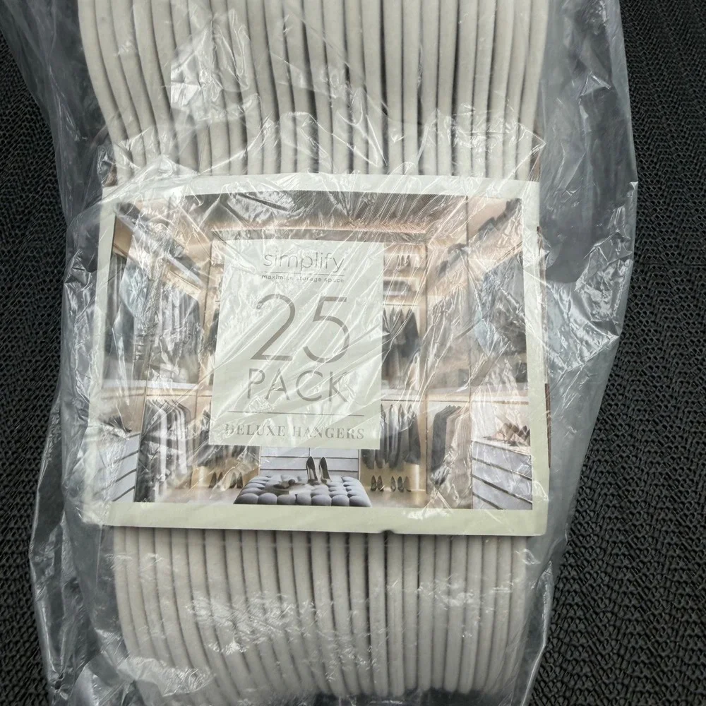 Simplify Ultra Slim Deluxe Velvet Hangers 25 Pack Ivory 23240-IVORY Closet Space